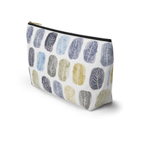 Watercolor Leaf Stamp Accessory Pouch w T-bottom in Navy